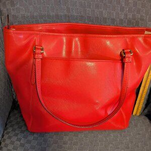 Coach Red Leather Ladies Purse with Zip Closure